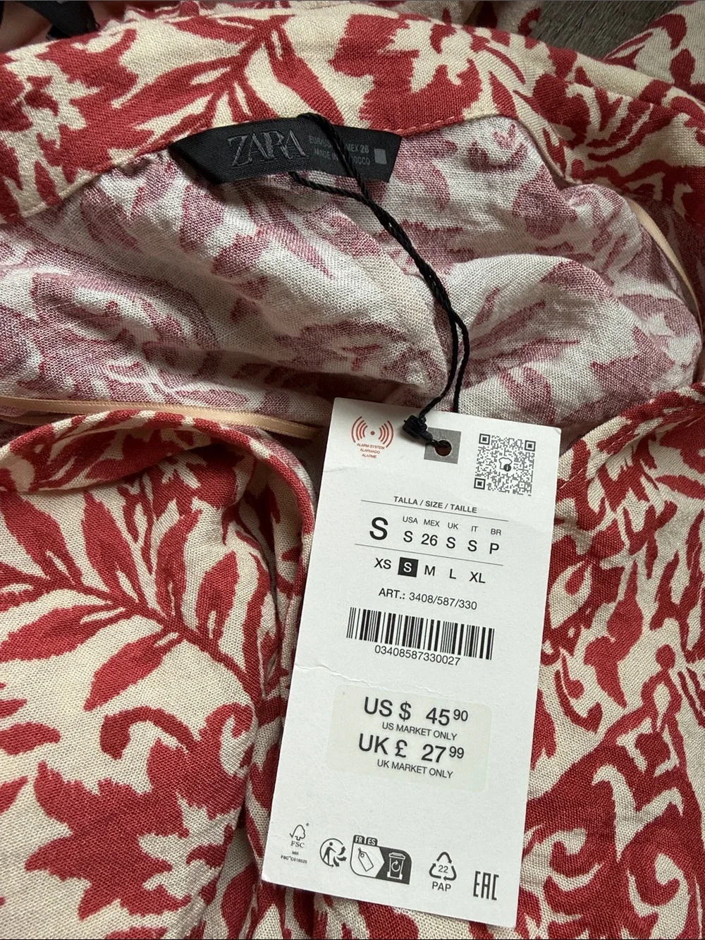 Zara Red and Cream Floral Relaxed Matching Set